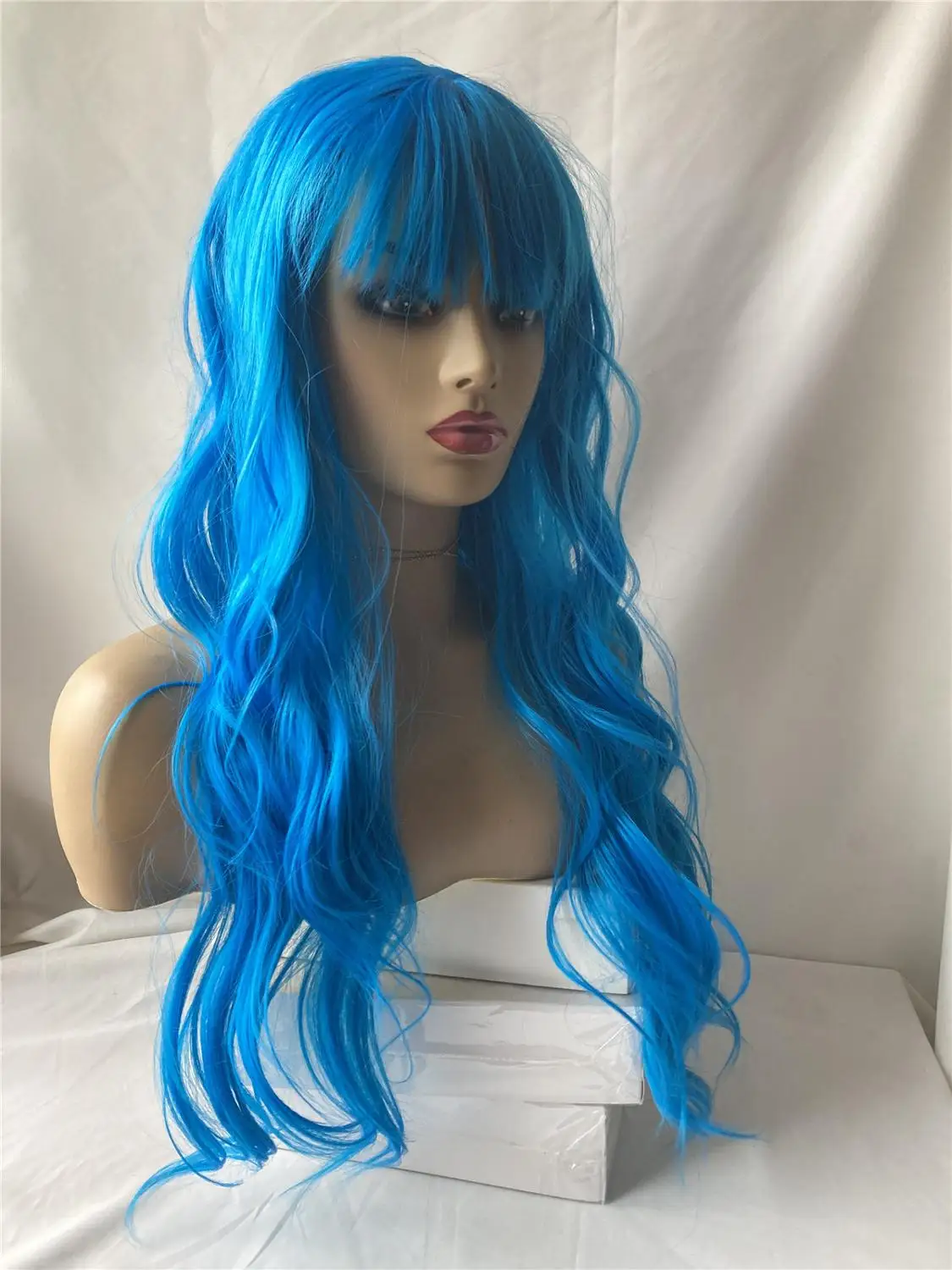 synthetic wig with bang deep part
