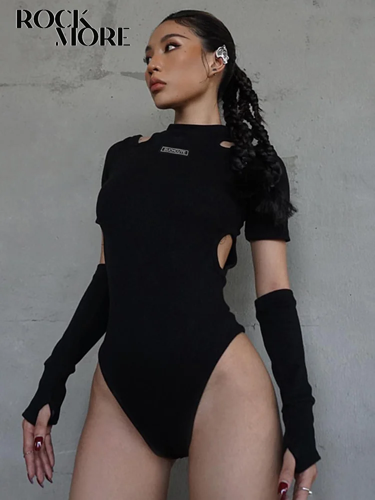 rockmore hollow out sexy bodysuits with